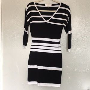 Striped Fitted Stretch Sweater Dress